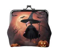 Porte-monnaie d'Halloween avec imprimé chapeau de sorcière flamant rose mignon pour femme (11,5 x 10,5 cm) exquis, noir, One Size