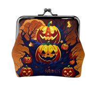 Porte-monnaie d'Halloween imprimé citrouille, mini porte-monnaie pour femme, petit porte-monnaie pour carte de crédit, carte d'identité, clé, noir, One Size, Vintage