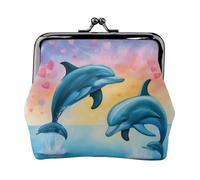 Porte-monnaie Dolphins in Love, porte-monnaie, rouge à lèvres, accessoires cosmétiques, organisateur pour un usage quotidien, Noir , Taille unique, Pochette à monnaie