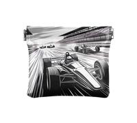 Porte-monnaie doré en forme de croissant de Ramadan avec fermeture à bouton-pression en matériau recyclé pour femme, Voiture de course noire, one size, Voiture de course noire