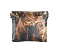 Porte-monnaie doré en forme de croissant de Ramadan avec fermeture à bouton-pression en matériau recyclé pour femme, Jolies vaches des Highlands Marron, one size, Jolies vaches des Highlands marron