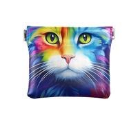 Porte-monnaie doré en forme de croissant de Ramadan avec fermeture à bouton-pression en matériau recyclé pour femme, Chat fluo, one size, Chat fluo