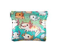 Porte-monnaie doré en forme de croissant de Ramadan avec fermeture à bouton-pression en matériau recyclé pour femme, Axolotls mignons colorés, one size, Axolotls mignons colorés