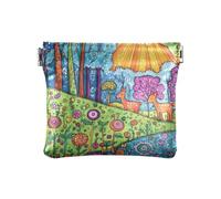 Porte-monnaie doré en forme de croissant de Ramadan avec fermeture à bouton-pression en matériau recyclé pour femme, Arbres floraux colorés verts, one size, Arbres floraux colorés verts