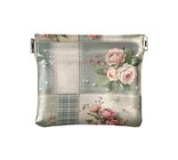 Porte-monnaie doré en forme de croissant de Ramadan avec fermeture à bouton-pression en matériau recyclé pour femme, Fleurs vintage., one size, Fleurs vintage