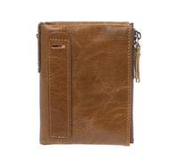 Porte-monnaie double en cuir véritable pour homme, marron