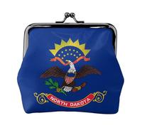 Porte-monnaie double face avec drapeau de l'État du Dakota du Nord pour femme, petit porte-cartes en cuir synthétique