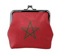 Porte-monnaie double face avec drapeau du Maroc pour femme, petit porte-cartes en cuir synthétique