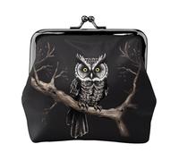 Porte-monnaie double face en forme de chouette Late Night pour femme, petit porte-cartes en cuir synthétique