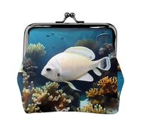 Porte-monnaie double face en forme de poisson blanc doré pour femme, petit porte-cartes en cuir synthétique