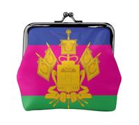 Porte-monnaie drapeau de Krasnodar Krai en cuir avec verrou de baiser, petit portefeuille pour femme