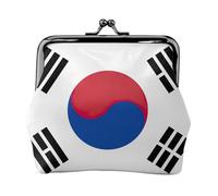 Porte-monnaie drapeau de la République de Corée, porte-monnaie, rouge à lèvres, accessoires cosmétiques, organisateur pour un usage quotidien, Noir , Taille unique, Pochette à monnaie