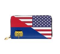 Porte-Monnaie Drapeau De L'Amitié Entre L'Amérique Et Le Liechtenstein Bourse Pochette Imprimé Femme Pouch Bourse avec Compartiment À Monnaie Cuir Portefeuille pour Garcon, Enfant, Homme