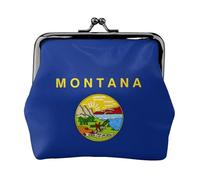 Porte-monnaie drapeau de l'État du Montana, porte-monnaie, rouge à lèvres, accessoires cosmétiques, organisateur pour un usage quotidien, Noir , Taille unique, Pochette à monnaie