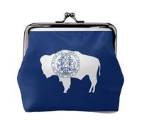 Porte-monnaie drapeau de l'État du Wyoming, porte-monnaie, rouge à lèvres, accessoires cosmétiques, organisateur pour un usage quotidien, Noir , Taille unique, Pochette à monnaie