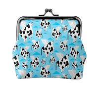 Porte-monnaie drôle bleu avec ailes de vache, porte-monnaie avec fermeture en forme de baiser, petit porte-monnaie en cuir synthétique pour femme