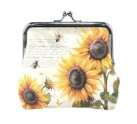 Porte-monnaie drôle singe bananes fermoir pochette portefeuille sacs clés pochette portable change portefeuille organisateurs, Jaune tournesol vintage, one size, Jaune tournesol vintage