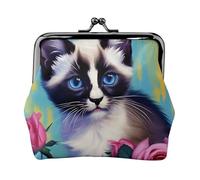 Porte-Monnaie élé et Unique, imprimé Chat, Style Art Moderne du Milieu du siècle, Joli Portefeuille avec Fermoir à Baiser, étanche pour pièces de Monnaie