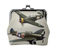 Porte-monnaie élégant en cuir avec imprimé avion de la Seconde Guerre mondiale - Pour femme