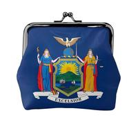 Porte-monnaie élégant en cuir avec imprimé drapeau de l'État de New York pour femme