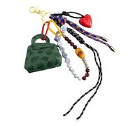 Porte-monnaie élégant en cuir PU avec cordon tissé à la main Porte-clés fait à la main Accessoire de sac pour hommes et femmes Pièce en cuir PU Argent, vert, Taille unique