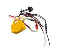 Porte-monnaie élégant en cuir PU avec cordon tissé à la main Porte-clés fait à la main Accessoire de sac pour hommes et femmes Pièce en cuir PU Argent, Jaune, Taille unique