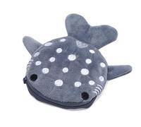 Porte-monnaie élégant en forme de baleine bleue en peluche avec fermeture éclair pour femme, gris