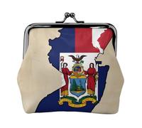 Porte-monnaie élégant et unique avec fermeture Kiss Lock - Motif drapeau du New Jersey map02