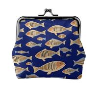 Porte-monnaie élégant et unique avec verrou de baiser étanche pour pièces de monnaie Motif poissons sous-marins