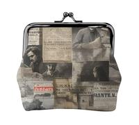 Porte-monnaie élégant et unique imprimé journal HD avec serrure à baiser étanche pour pièces de monnaie