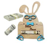Porte-monnaie en bois de lapin de Pâques fait à la main - Clips pour cartes de qualité supérieure - Décoration d'intérieur - Utilisation multifonctionnelle - Bijoux de vacances pour amis -
