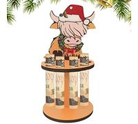 Porte-monnaie en bois, porte-monnaie de Noël en bois | Porte-monnaie en forme de vache des Highlands avec 10 trous - Ornement de Noël, support de caisse pour décoration de table à manger, bureau à dom