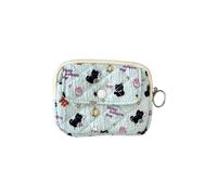 Porte-monnaie en coton avec impression dessin animé, mini trousse de maquillage, porte-cartes, petit sac à rouge à lèvres avec fermeture éclair, Non défini, Simple et facile