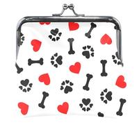 Porte-monnaie en cuir avec boucle et fermeture à boucle Motif patte d'amour Rouge/blanc, Loving Paw Rouge Blanc, OneSize