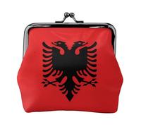 Porte-monnaie en cuir avec drapeau albanais pour femme, petit portefeuille avec verrou de baiser, mini porte-cartes pour clés, rouge à lèvres, joli sac à main pour voyage