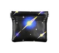Porte-monnaie en cuir avec étoiles filantes - Motif ciel noir - Pour homme et femme, Ciel noir dessin animé étoiles filantes, 1 size