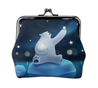 Porte-monnaie en cuir avec fermeture éclair pour femmes, hommes, enfants, Ours blanc, Coin Purse, Pochette pour pièces