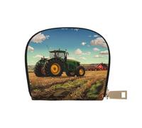 Porte-monnaie en cuir avec fermeture éclair pour homme et femme, motif tracteur ferme, porte-monnaie, blanc, taille unique