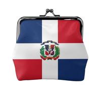 Porte-monnaie en cuir avec fermoir en forme de drapeau de la République dominicaine - Petit portefeuille pour femme