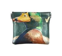 Porte-monnaie en cuir avec fermoir mignon oiseau vert pour femmes et femmes