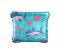 Porte-monnaie en cuir avec fermoir pour femme Motif poisson bleu, Happy Valentine's Cartoon Cartoon Blue Fish Sea, 1 size, Impression artistique