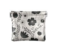 Porte-monnaie en cuir avec fleurs noires pour femme et homme