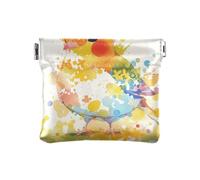 Porte-monnaie en cuir avec illustration détaillée du système solaire pour femme, Avian Color Burst, 1 size, Moderne