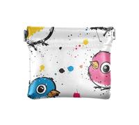 Porte-monnaie en cuir avec illustration détaillée du système solaire pour femme, Dessin animé oiseaux mignons, 1 size, Moderne