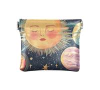 Porte-monnaie en cuir avec illustration détaillée du système solaire pour femme, Illustration détaillée du système solaire, 1 size, Moderne