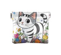 Porte-monnaie en cuir avec illustration détaillée du système solaire pour femme, Sweet American Shorthair Cat, 1 size, Moderne