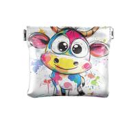 Porte-monnaie en cuir avec illustration détaillée du système solaire pour femme, Vache colorée, 1 size, Moderne