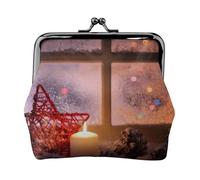 Porte-monnaie en cuir avec imprimé bougie de Noël pour homme et femme