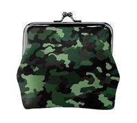 Porte-monnaie en cuir avec imprimé camouflage vert pour femmes et filles - Mini pochette portefeuille avec serrure à baiser - Joli portefeuille en cuir, Noir , Taille unique, Pochette à monnaie