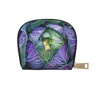 Porte-monnaie en cuir avec imprimé chou vif pour homme et femme, joli porte-monnaie en cuir avec fermeture éclair, blanc, taille unique